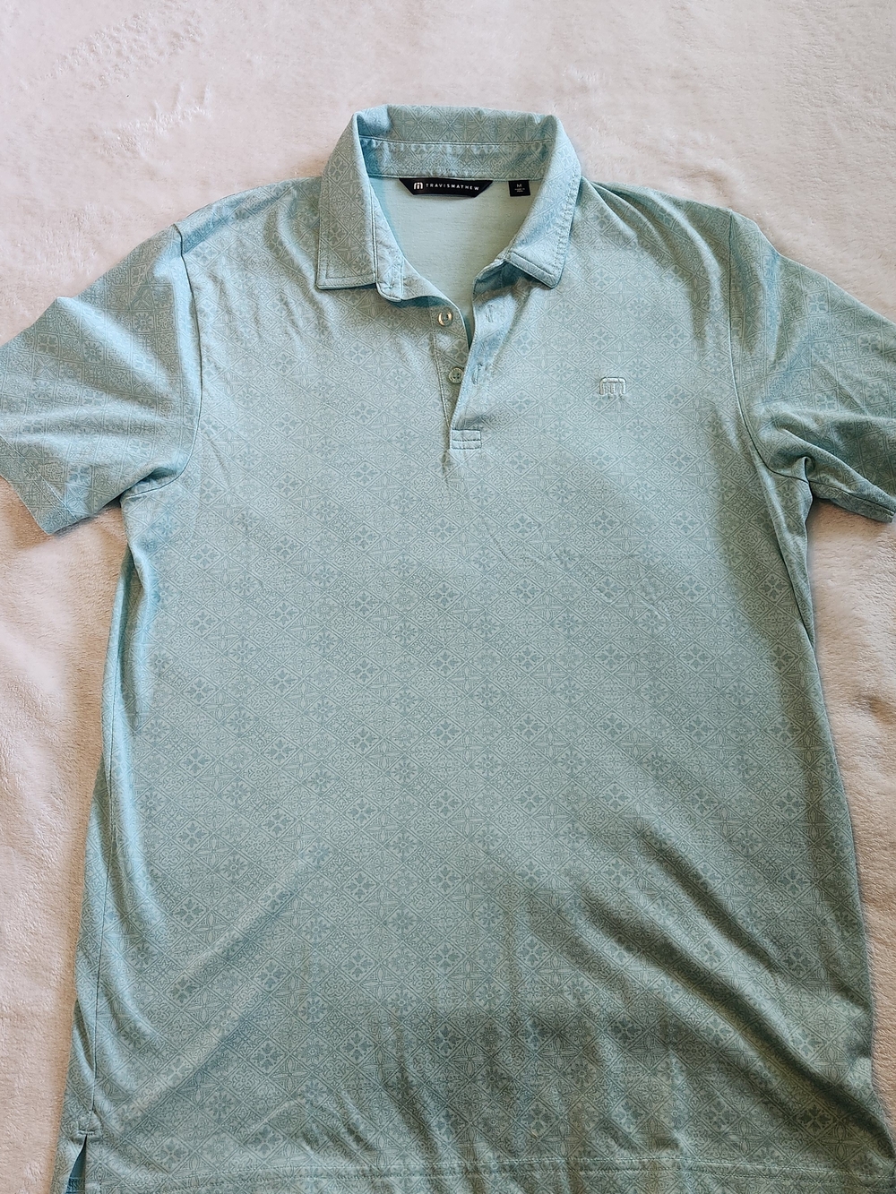 Travis Mathew Acropolis Geo Print Cotton Blend Polo Size M